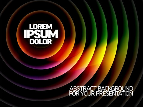 This abstract background features vibrant concentric circles with glowing effects and a dark backdrop. The colorful concentric circles are ideal for a professional abstract background.