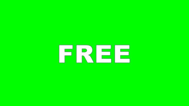 4K green screen FREE animated title - compressed energy bursts and the word springs free, kinetic typography motion graphics intro overlay, chroma key