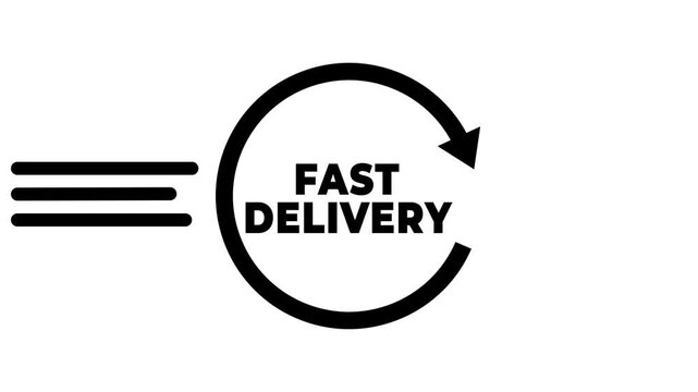 FAST DELIVERY text animation with video of wind and fast time loops. suitable for business promotion
