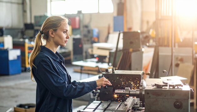 Woman working in modern coffee shop kitchen.