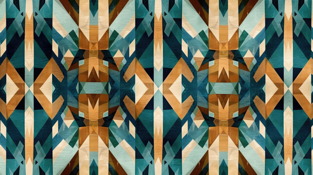 Abstract traditional indigenous indian geometric pattern with lines and geometric shapes on textured background