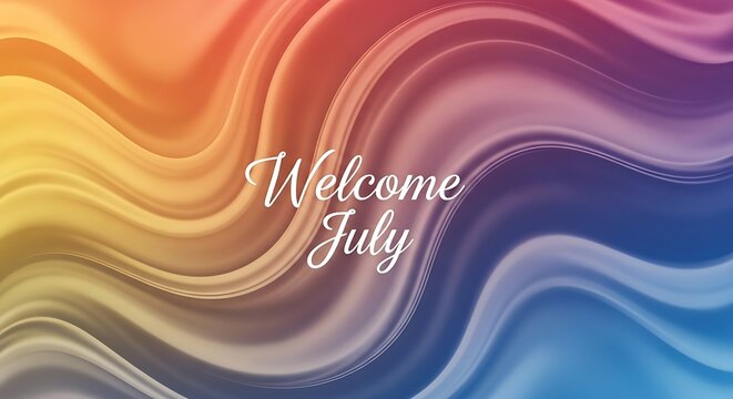 Vibrant swirling colorful abstract background with welcome text.