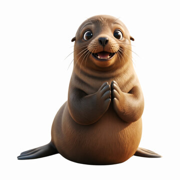 Happy playful sea lion clapping its flippers with absolute joy in marine environment