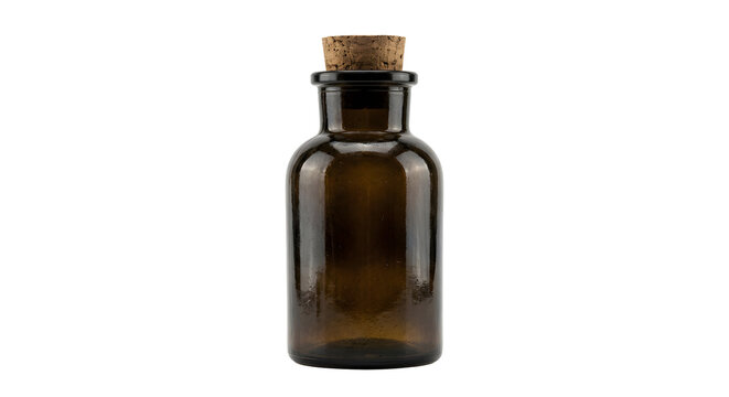 Vintage amber glass apothecary bottle with cork stopper