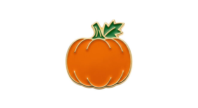 Orange pumpkin enamel pin badge with gold trim