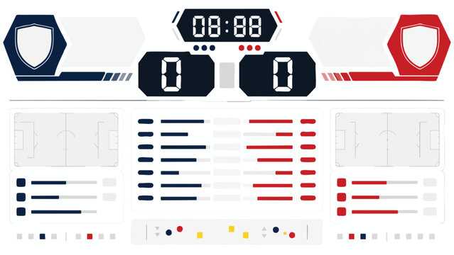 Editable football scoreboard template with digital timer and statistics tracker