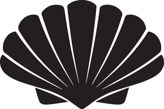 Black scallop shell icon with fan design Vector