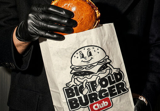 Fast Food Paper Takeaway Bag Mockup