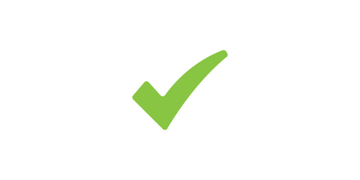 Simple Green Tick Mark Icon for Approval, Success and Completion, Vector Symbol for Forms and Presentation Design