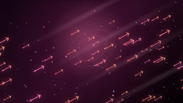 Motion arrows in pink and purple background display trends