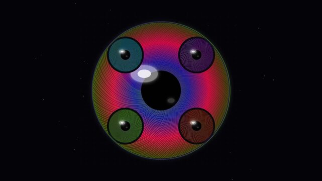 Colorful circular pattern with gradients and black center