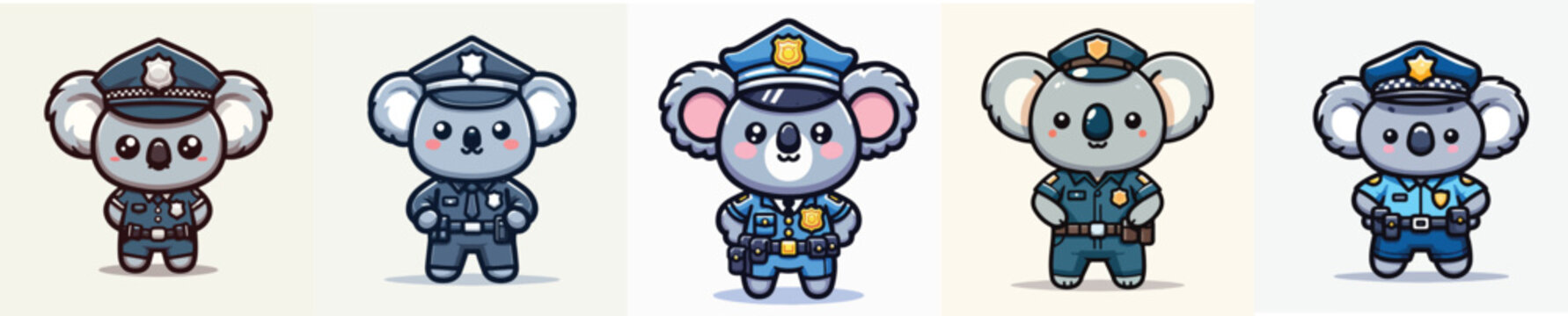 set of vector koalas in police costumes