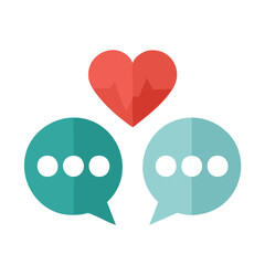 Fototapeta premium Flat design heart and speech bubbles icon set