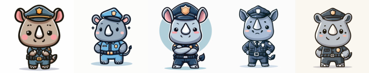 set of vector rhinos in police costumes © Jefri Syahputra BKL