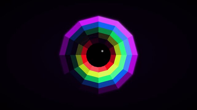 Colorful geometric pattern with dark background in circular shape