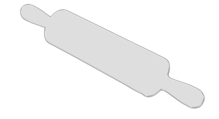 Fototapeta premium A gray rolling pin on a white surface for baking purposes