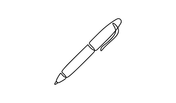 Continuous One Line Drawing of Fountain Pen with Cap Symbolizing Corporate Legal Contracts Author Creative Writing and Minimalist Executive Stationery Office Logo Designs