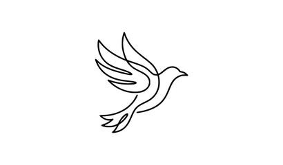 Fototapeta premium Continuous One Line Drawing of Soaring Dove Bird Symbolizing Peace Freedom Hope Spiritual Grace and Minimalist Corporate Identity or Brand Logo Graphic Designs