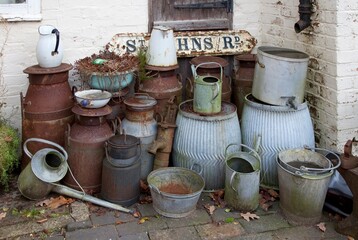 Fototapeta premium Old milk churns