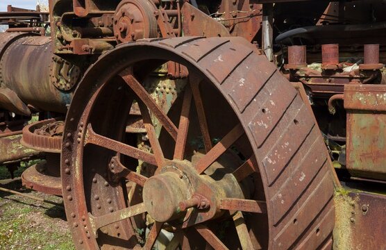 Old, rusty steam traction engines, England