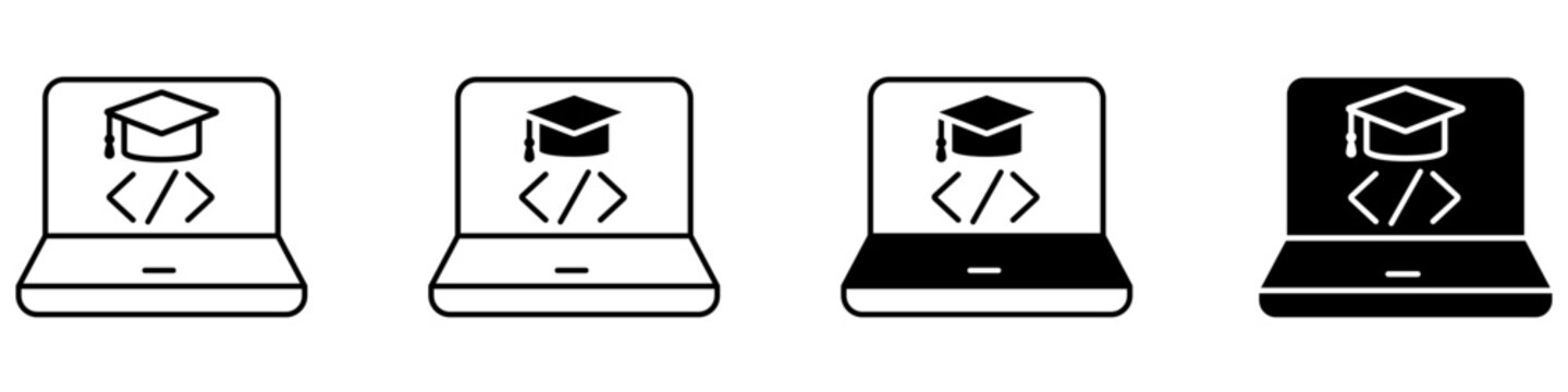 IT school icon vector set. Programming education illustration sign collection. Digital learning symbol. Coding academy logo or mark.