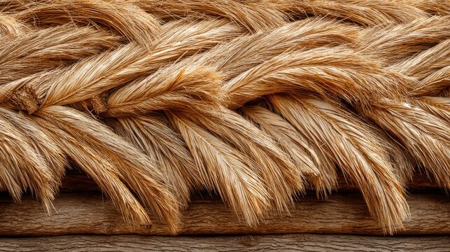 Straw thatch texture, dried yellow grass roof, layered organic material, tropical hut background, rustic farm style 