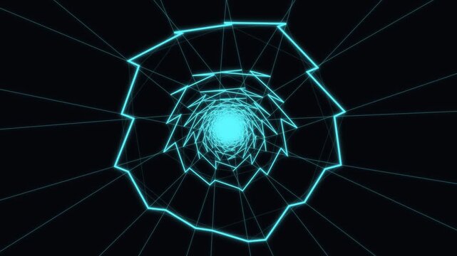 Digital tunnel with glowing lines creates an abstract visual effect