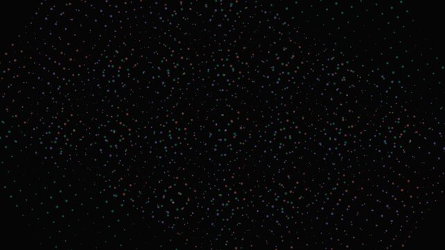 Colorful dots move in circular patterns on dark background
