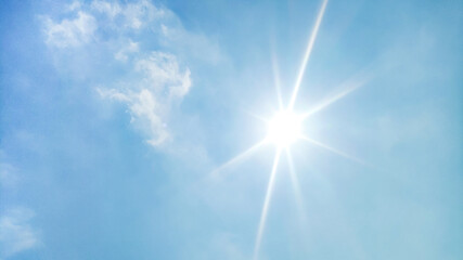 blue sky background and shining sun. Heat wave concept. Extreme weather. Global warming effects © Arjun Naja Ismail