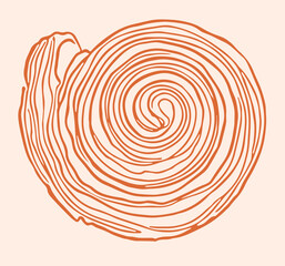 Fototapeta premium hand drawn vector illustration of a cinnamon roll bun, featuring a loose ink sketch style, perfect for bakery branding and culinary design projects
