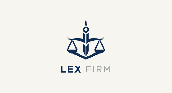 Law Firm Logo - Scales of Justice and Sword Symbol