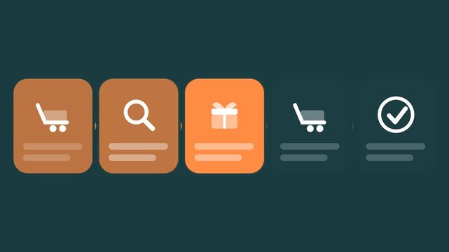 teal and orange flat design multi-item cart recovery animation horizontal background