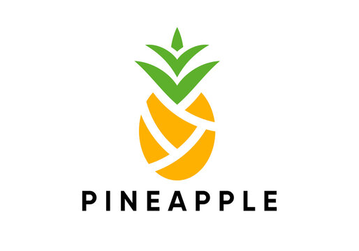 simple creative pineapple fresh fruits logo design concept