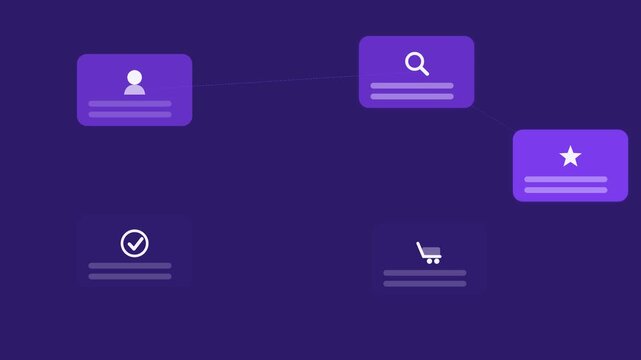 violet and aqua flat design retail size and style recommendation animation horizontal background