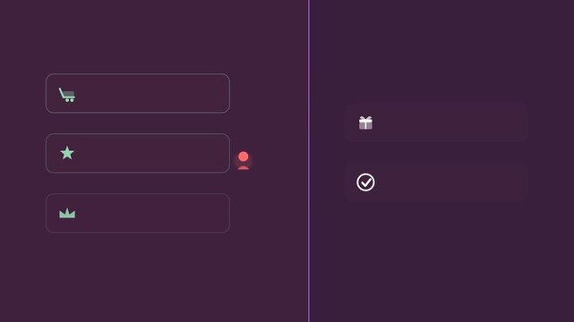 plum and coral red flat design mobile loyalty journey animation horizontal background