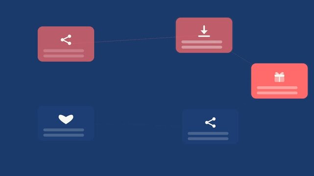 cobalt blue and coral flat design app referral journey animation horizontal background