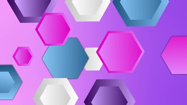 Abstract vibrant pattern of overlapping hexagons background animation