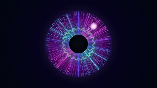 Vibrant visual of an abstract eye with colorful lines and shapes