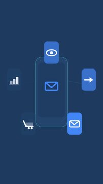 royal blue and lemon flat design first-touch attribution animation vertical background