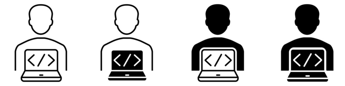 Programmer icon vector set. Software developer illustration sign collection. Coding specialist symbol. IT engineer logo or mark.