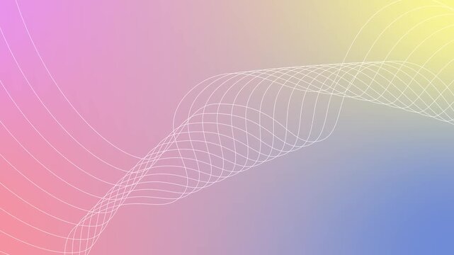 Abstract background with flowing wireframe wave across center animation