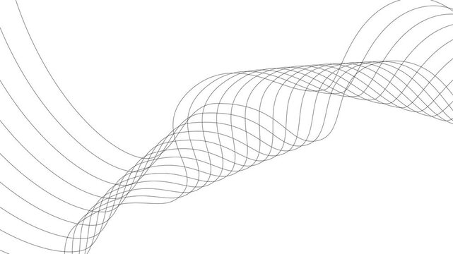 Abstract background with flowing wireframe wave across center animation