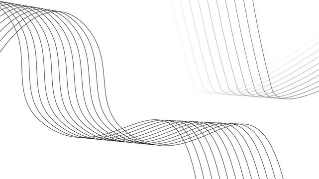 Abstract minimalist background with flowing curved lines forming ribbon-like wave patterns animation
