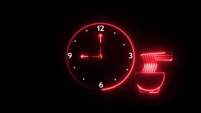 A glowing neon clock animation often found in stock video libraries
