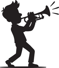 trumpet player musician silhouette performing music vector illustration © Mohaiminul