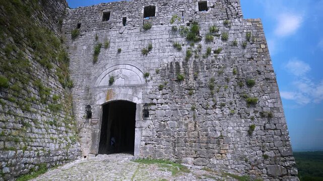 Ancient Stone Walls of Rozafa Castle Fortress in Shkoder Albania