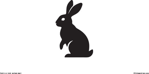 Black silhouette of a sitting rabbit vector graphic with animal shape graphic design pet animal bunny silhouette isolated wildlife © creativeamena
