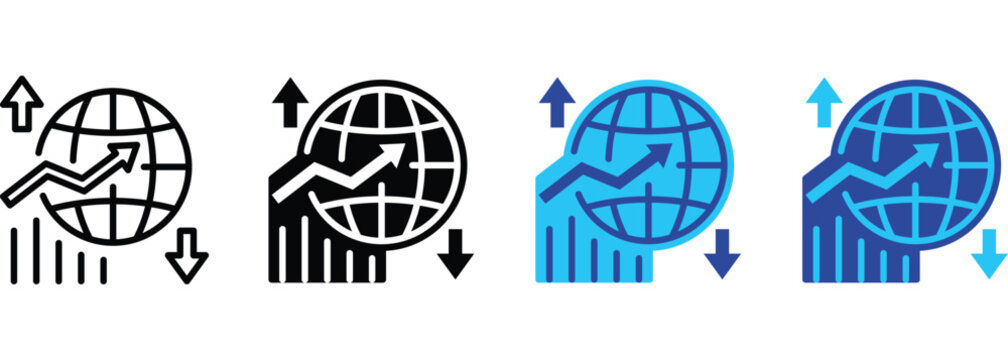 Emerging Market Shifts banner web icon line outline color vector illustration
