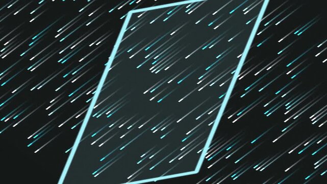 Neon Rectangle Frame with Digital Rain Effect