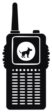Portable Transceiver with Dog Icon Two Way Radio Simple Black and White Vector